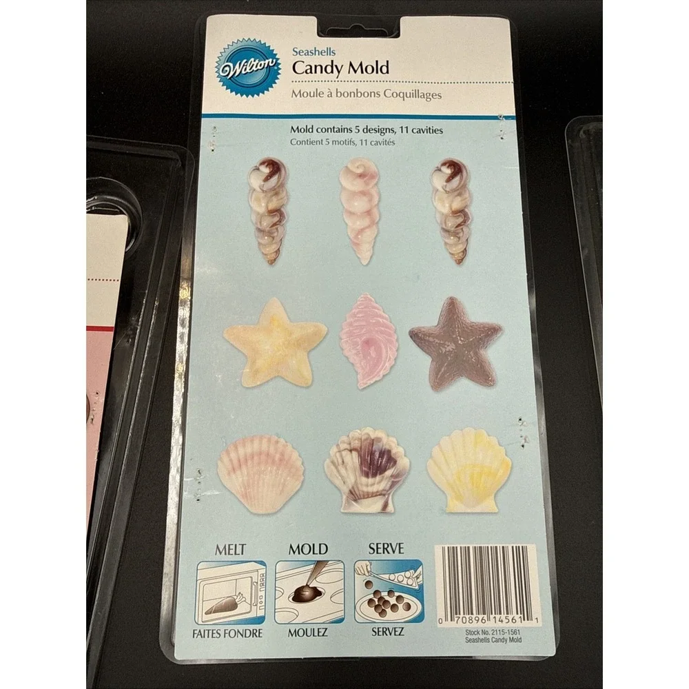 LOT 4 Wilton Plastic Candy Mold Chocolate Mold Birthday Seashells Sea Turtle Wed
